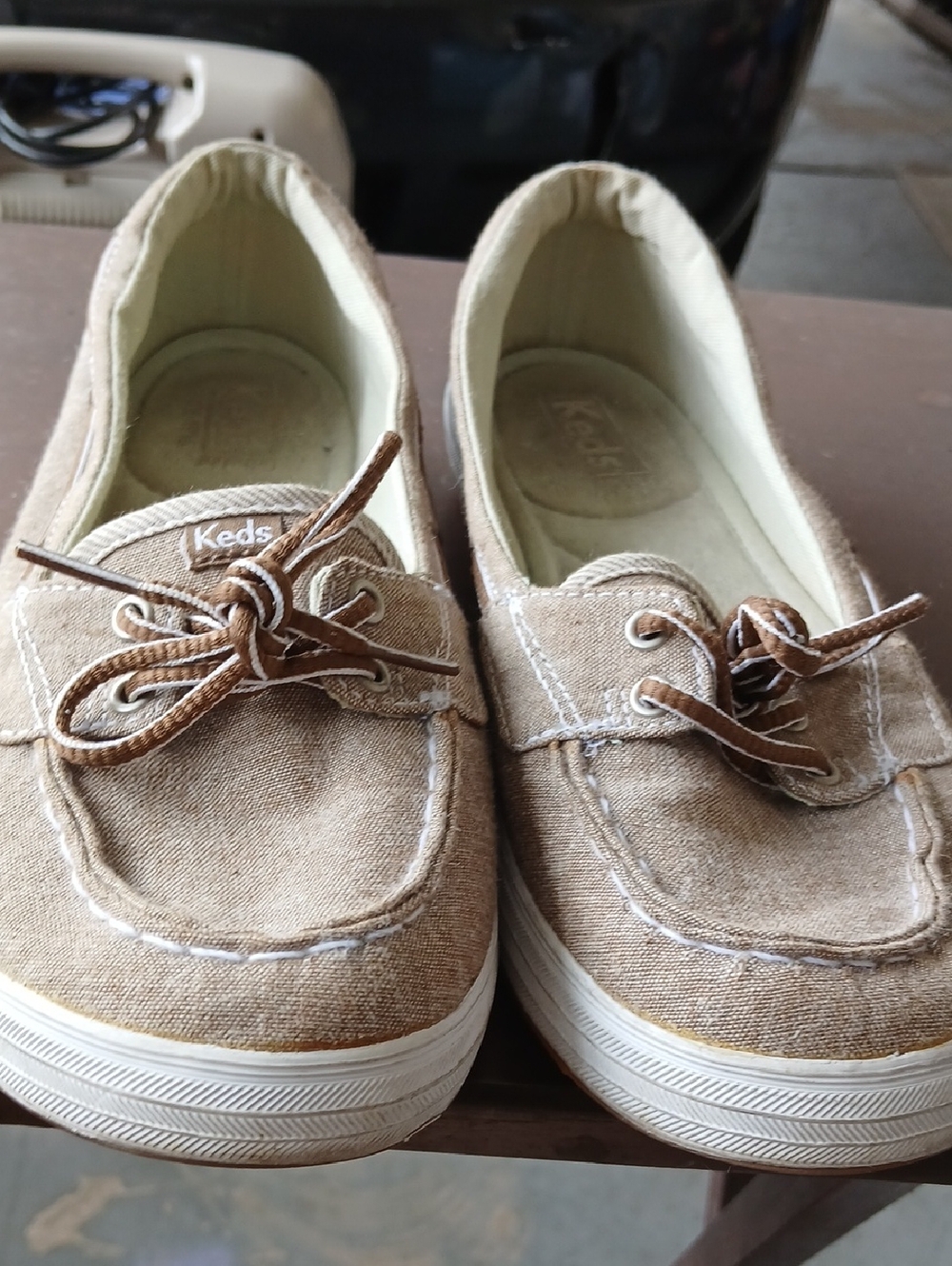Keds Brown Canvas Moc Toe Boat Shoes Size 9